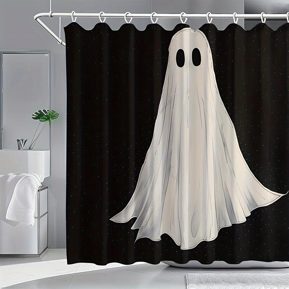 1/4Pcs Halloween Decoration Pure White Ghost Pattern Shower Curtain Bathroom Decor Halloween Decoration Indoor Shower Curtain