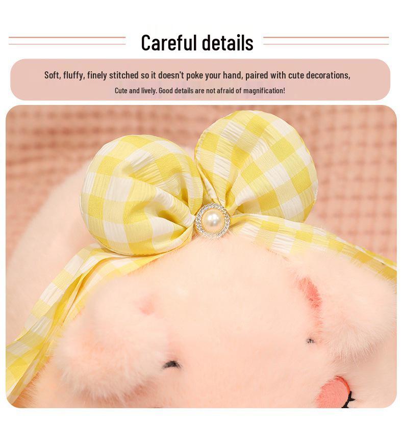 Plush Pig Head & Brain Bowknot Pillow - Adorable Pig Shaped Cushion for Girls' Beds and Sofas