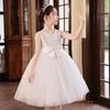 Girls Summer White Princess Tulle Dress Performance Gown