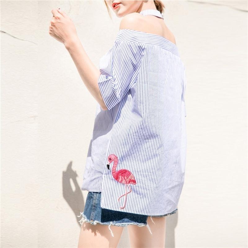 Elegant Red Ostrich Embroidery Patches for Clothing Parches Fabric Sticker Iron On Sewing Patch Craf