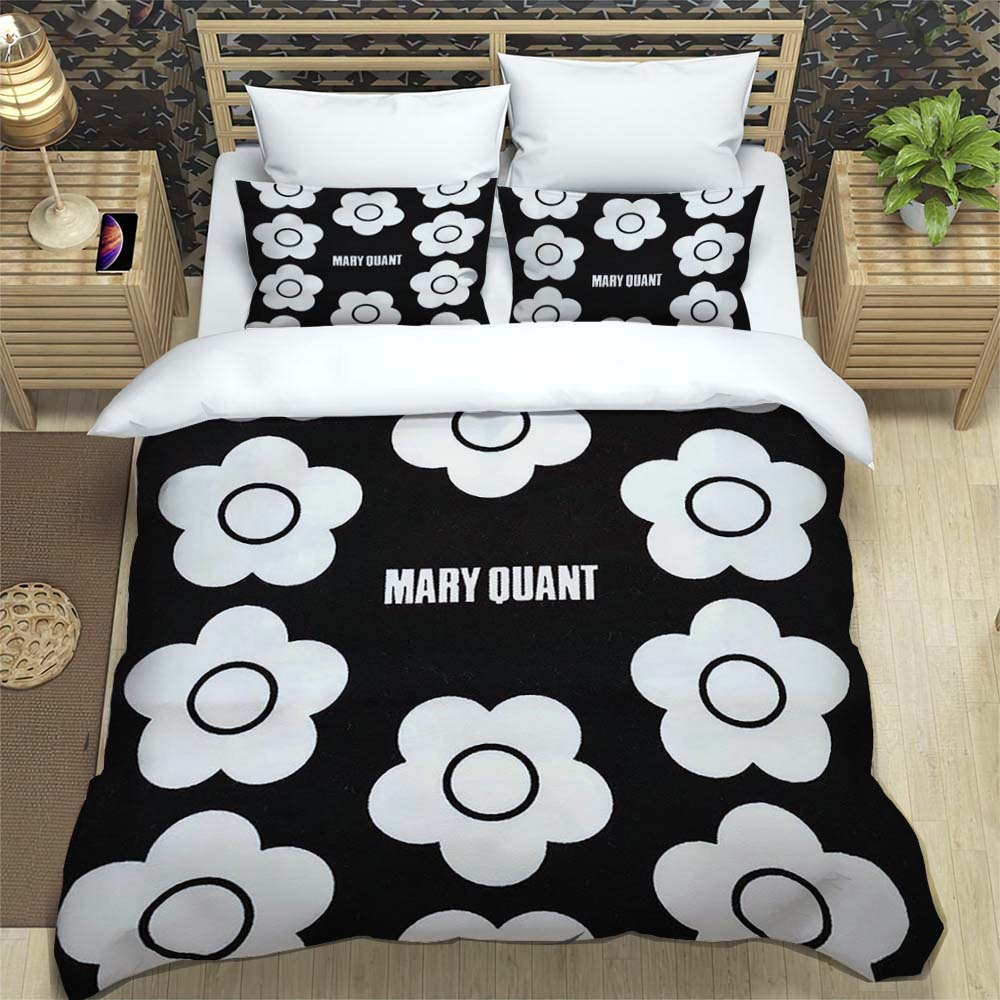 3-Piece M-Mary -Q-Quant- t PrintedDuvet Cover Set – Includes 1 Duvet Cover and 2 Pillowcases; Suitable for Home and Dorm Use