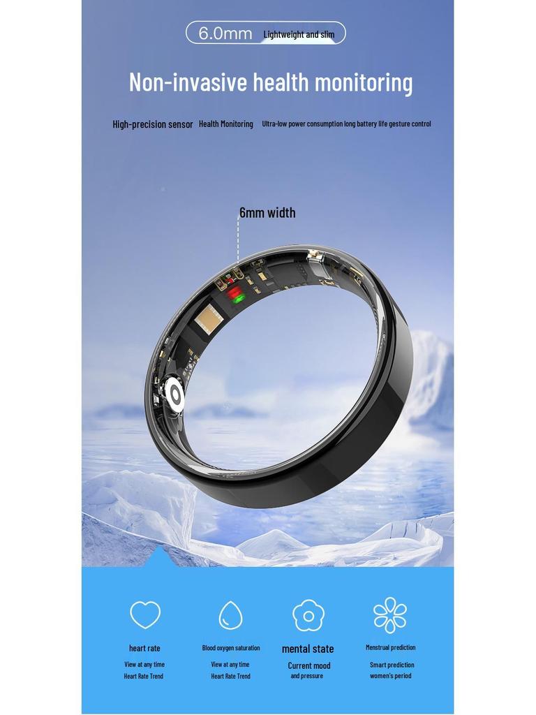Cross-Border Bestseller Smart Ring: Heart Rate, Blood Oxygen, Sleep Monitoring, Waterproof, Remote Photo & Video Control.