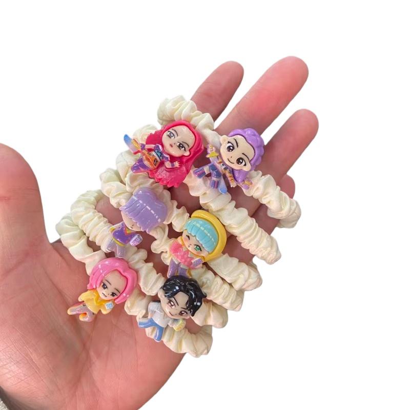 6 Pcs Demon Hunter Cartoon Hair Ties Cute Anime Hair Ropes Set for Women, Kawaii Elastic Hair Circles Ponytail Holders Girls Bir