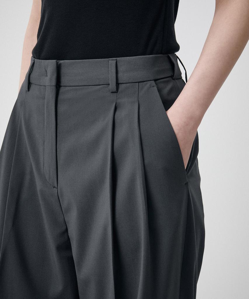 MUSINSA STANDARD WOMAN [Cooltandard] Women'S Semi-Balloon Hidden Banding Slacks [Gray]