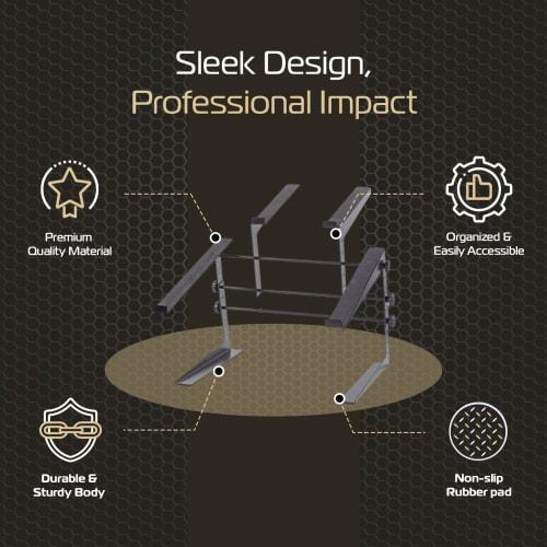 Headliner Covina Portable Dual DJ Controller Stand; Adjustable and Durable DJ Stand for Controller and Laptop; Ideal for DJ Rigs At Home, In the Club,