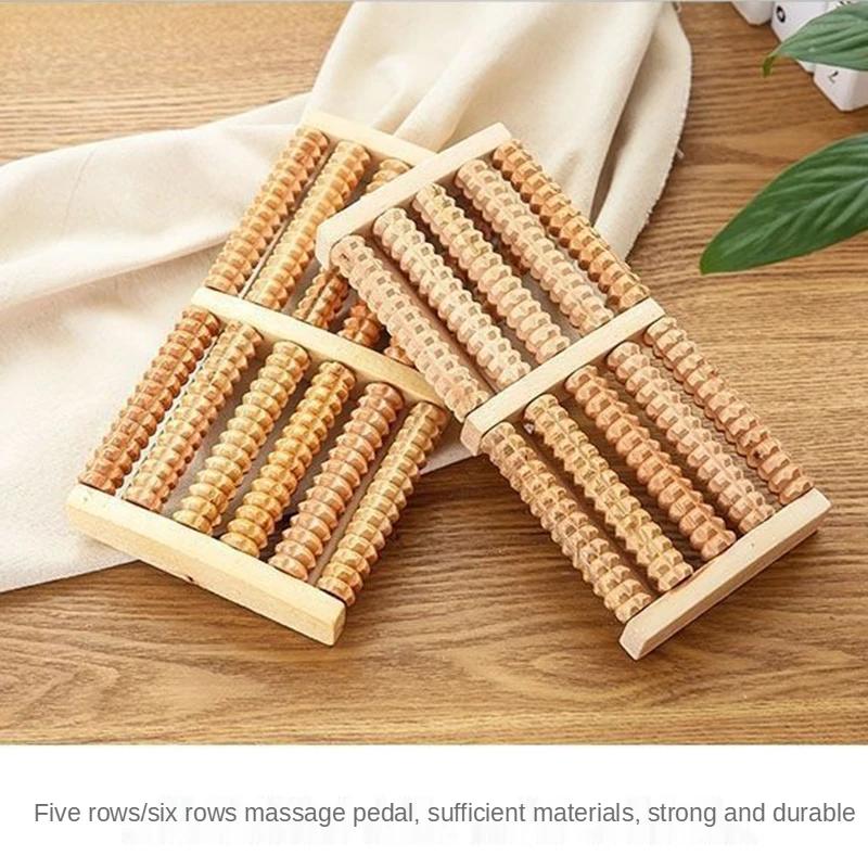 Wooden 6 Row Foot Massager Pain Stress Relief Shiatsu Roller Foot Care Massager Roller Heath Therapy Relax Massage Massager Tool