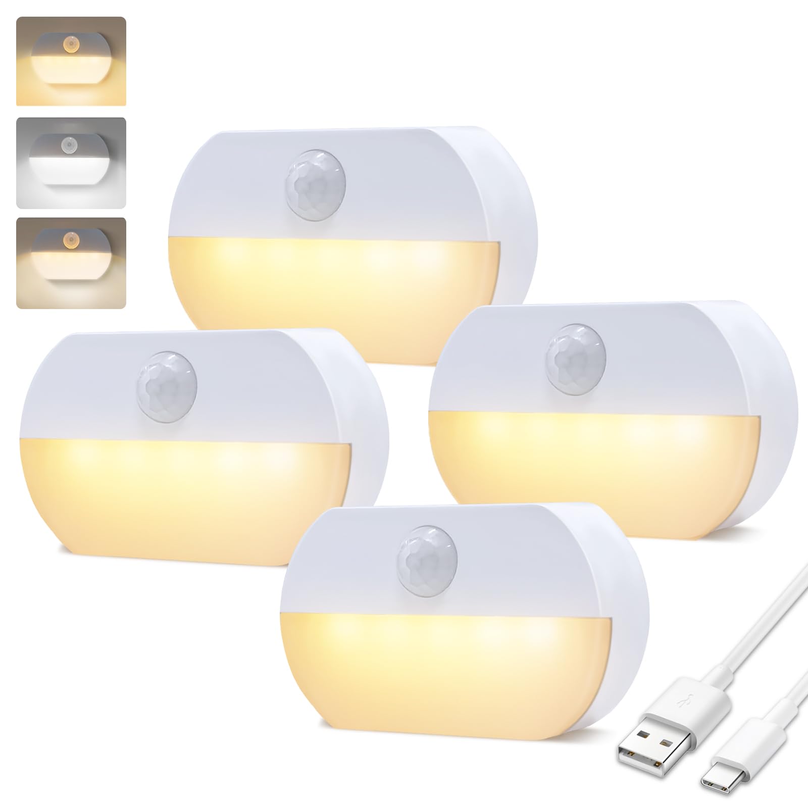 

AmmToo Motion Sensor Light, Indoor, USB Rechargeable, Night Light, Foot Light, LED Foot Light, Motion Sensor Lighting, OnOffAuto, Stepless Dimming,