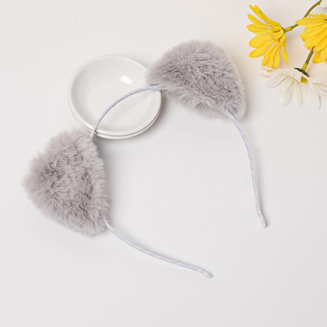 Fashion Fox Cat Ear Hair Band Popular Plush Cat Ear Headband Black White Soft Hairband with Bells Party Cosplay Hair Accessories