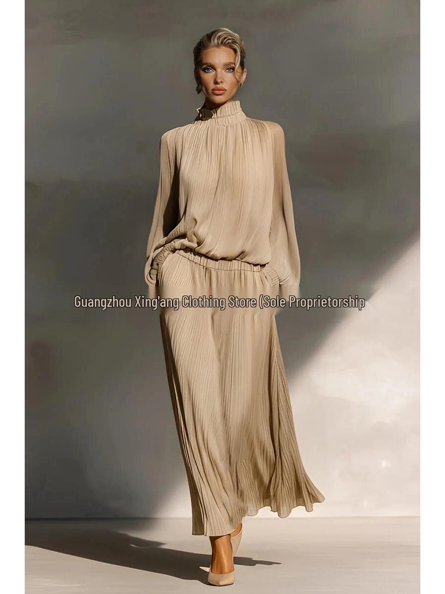 

Retro Modern Solid Color Long Elegant Women s Dress - Available in Europe & America 2026 L шампанського