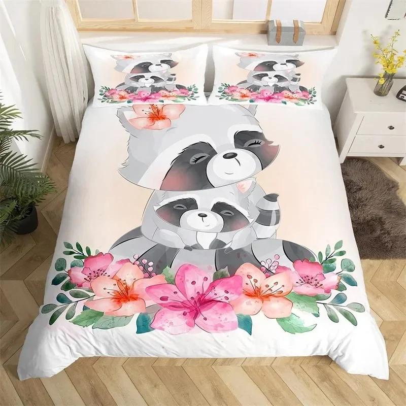 Lovely Baby Elephant FlowersComfortable Duvet Quilt Cover Pillowcase Bedding Set Children Bedroom Decoration Home Textile