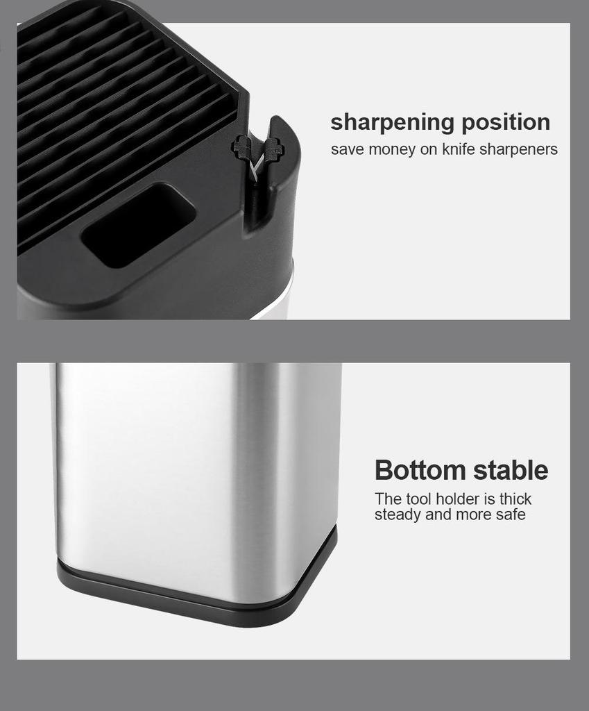 Multi-Functional Stainless Steel Knife Stand with Built-in Sharpener
