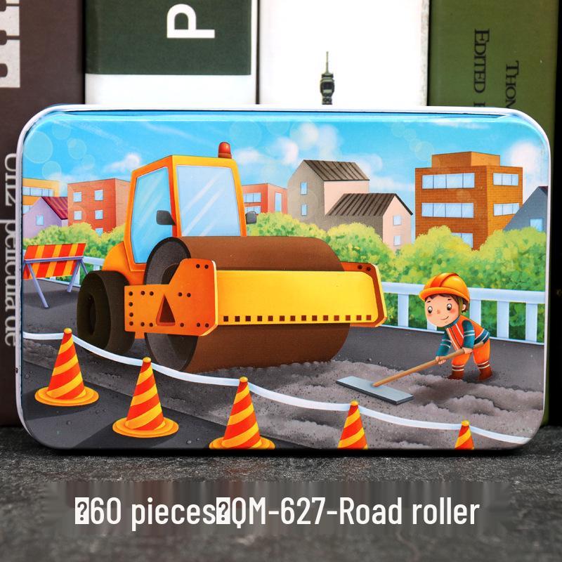 60-Piece Cartoon Puzzle Tin Box for Toddlers Aged 3-6 – Early Education and Intellectual Development Toy for Boys and Girls
