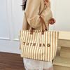Striped Women's Handbag Large Capacity Shoulder Bag Casual Striped Canvas Tote Bag  Beach