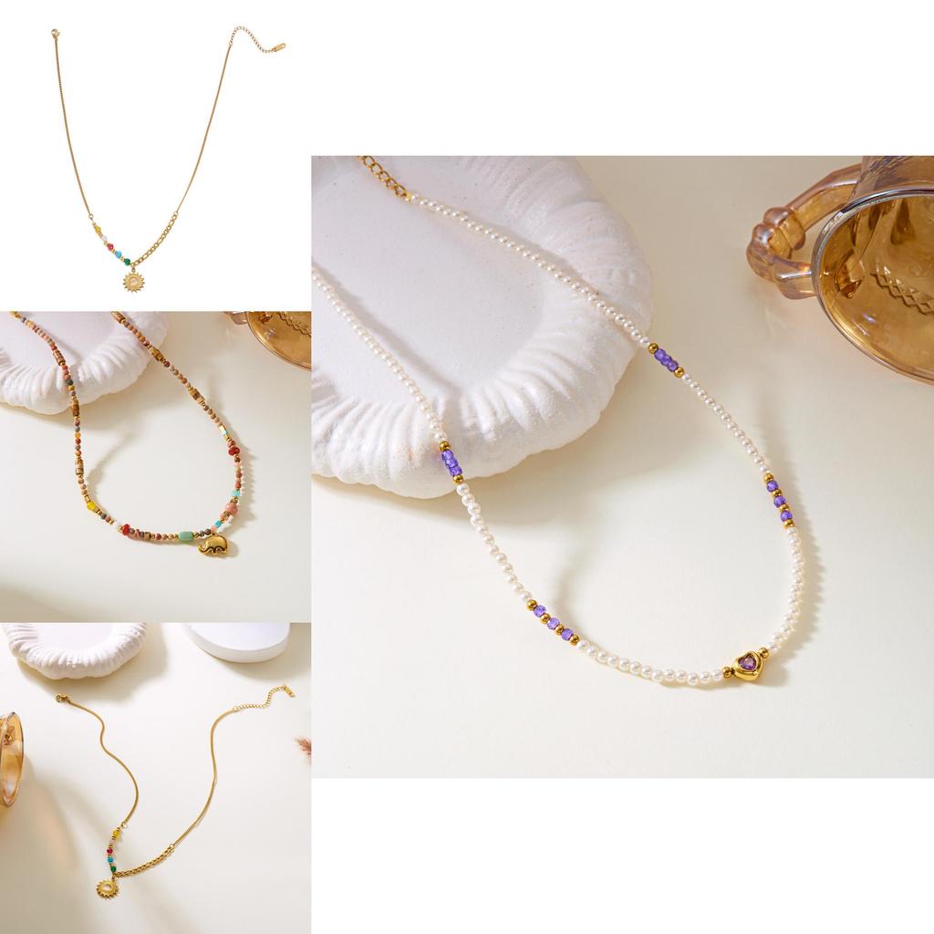 Stainless Steel Necklace With Sunflower Motif And Natural Turquoise For Casual Wear