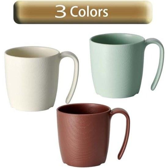 Skater easy-to-hold cup 290ml handle wood grain green plastic made from biomass materials microwave dishwasher safe NMGS1HB-A