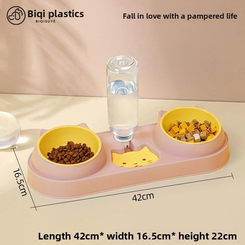 Pet Cat Food And Water Bowl Set With Antispill Design For Home Use