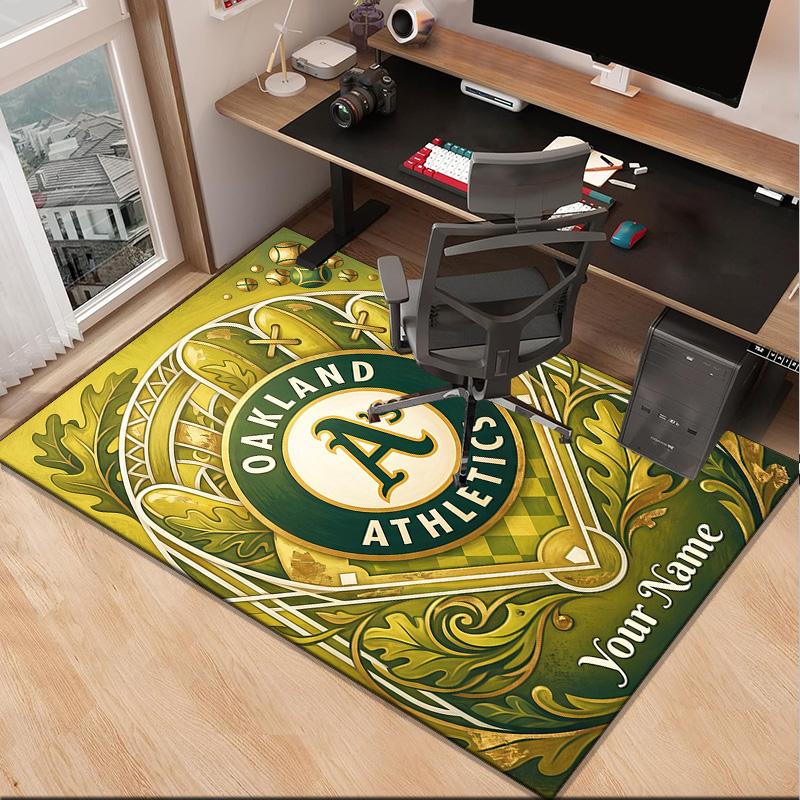 Custom NameAthletics Oakland Emblem Carpet, Indoor Rug, Chair Rug, Living Rooms, Doormat Made From Polyester Home Decor Birthday Christmas Gifts