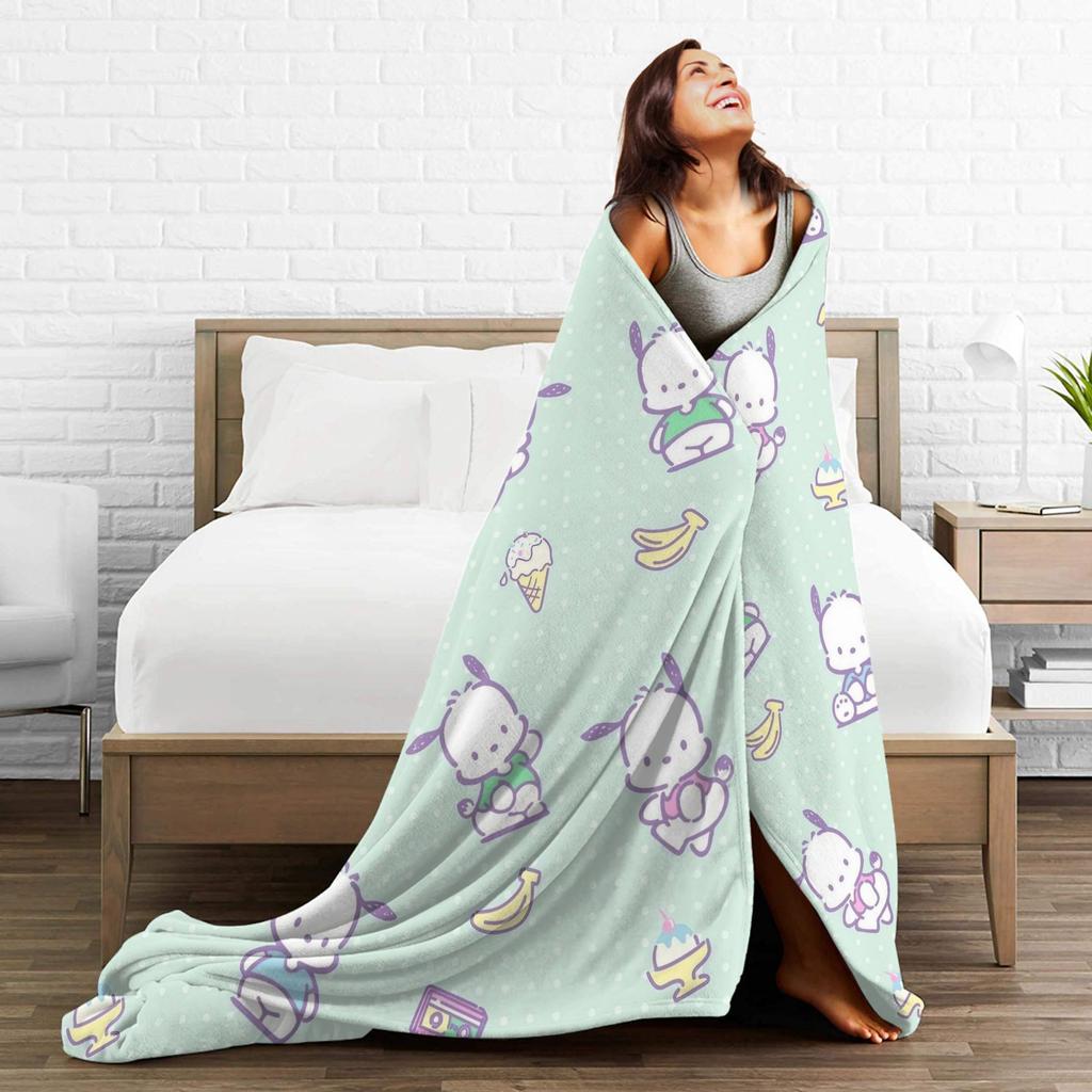 Pochacco Dog Pattern Blanket Cartoon  Plush Throw Blankets Airplane Travel Printed Soft Warm Bedsprea