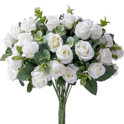 10 Heads Artificial Flower Silk Rose Leaves Bouquet Fake Flower Plant For Wedding Table Party Vase Home Decor YSL