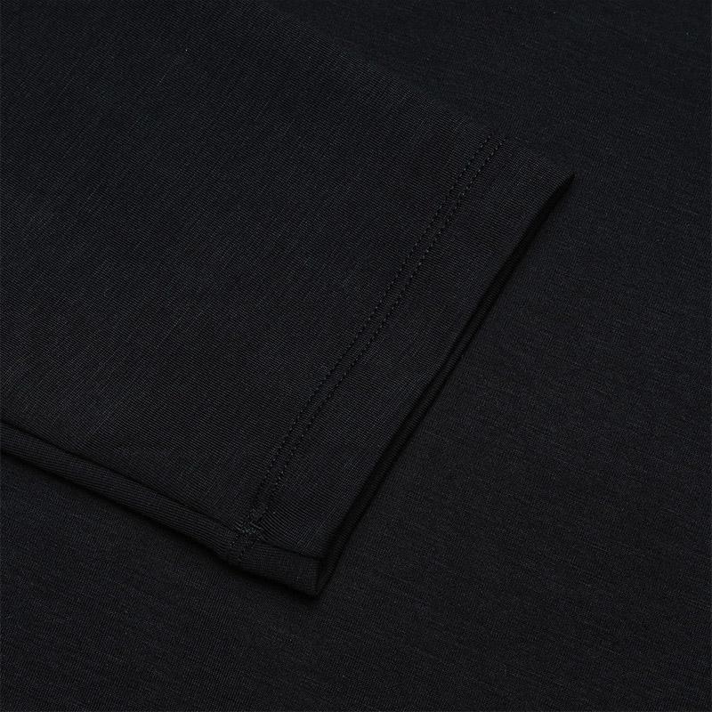 Fila Blue Series Solid Color Versatile Knitted Long Sleeve Polo Shirt Men Tops Black F11M512202F-BK