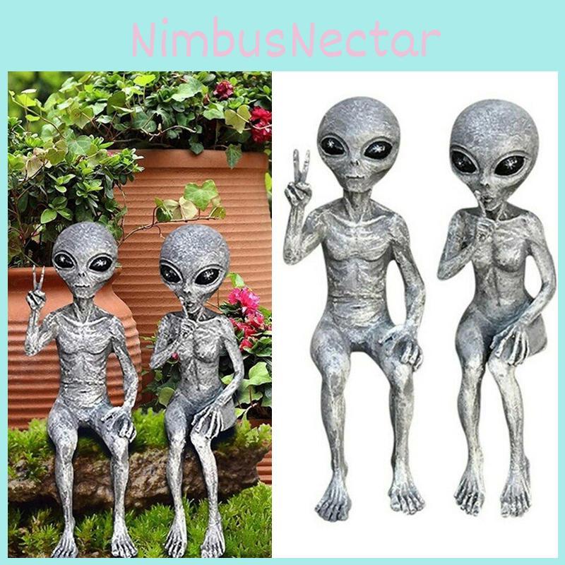 Outer Space Alien Garden Statue Figurine Ornaments Home Yard Decor Sculpture