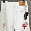 7706 CHROME HEARTS Men's and Women's American Style Trendy Jeans with Fabric Patches, Casual and Fashionable High Street Pants