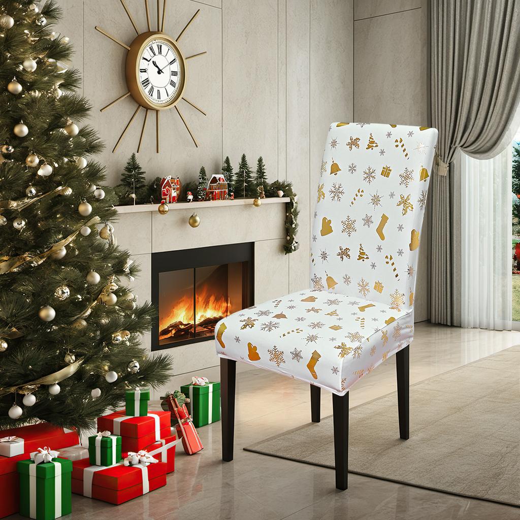 Stretch Print Christmas Chair Cover Christmas Chair Cover Decoration