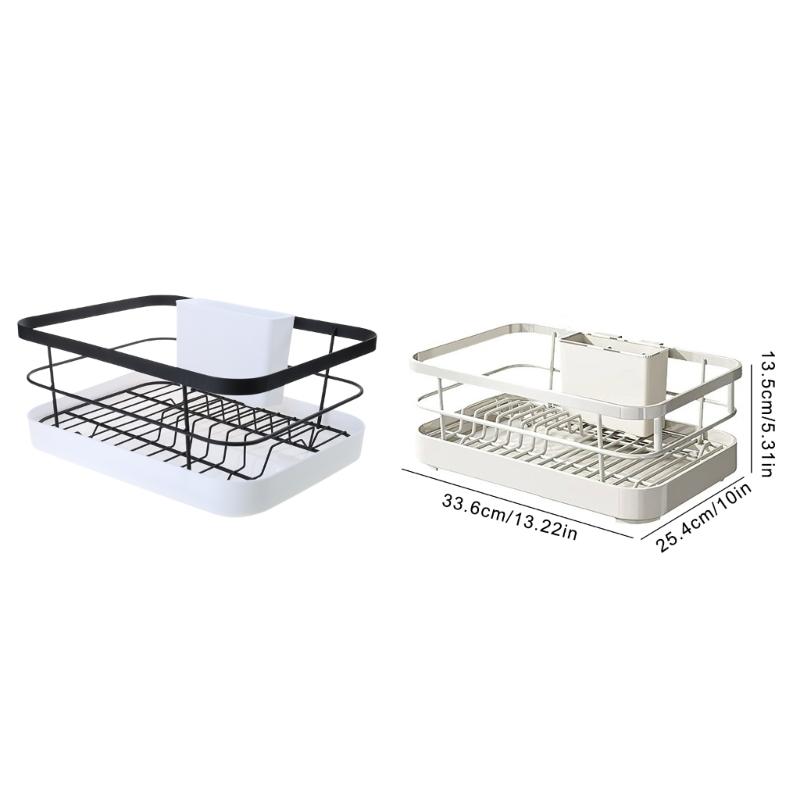 Space Saving Dish Drainer for Kitchen Sink Expandable Sturdy Metal Dish Rack with Utensil Holder Home Accessory