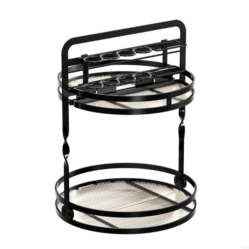 Elegant Moving Dressing Tray With Jewelry Hangers And Open Shelf For Perfumes Creams Makeup