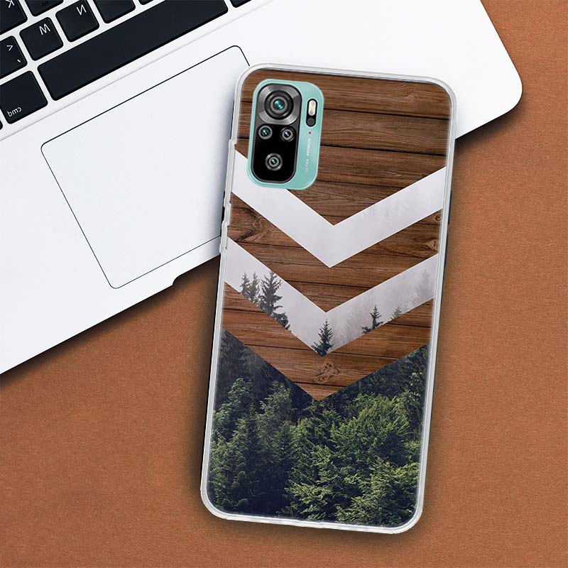 Forest Geometry Wood Nature Phone Case For Xiaomi Redmi Note 10 Pro Max 10S 9 9S 9T 8 8T 11T 11S 11 5G 11E 7 6 5 4X Coque Cover