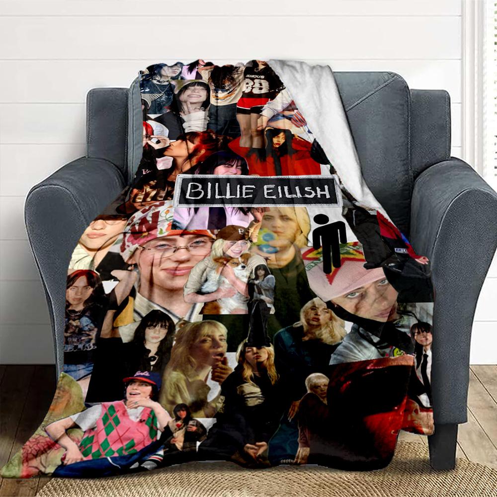 Billie Eilish Collage Flannel Blanket Throw Blanket Soft Warm Sofa Bed Camping home Decor Unique Christmas Gift C9261339