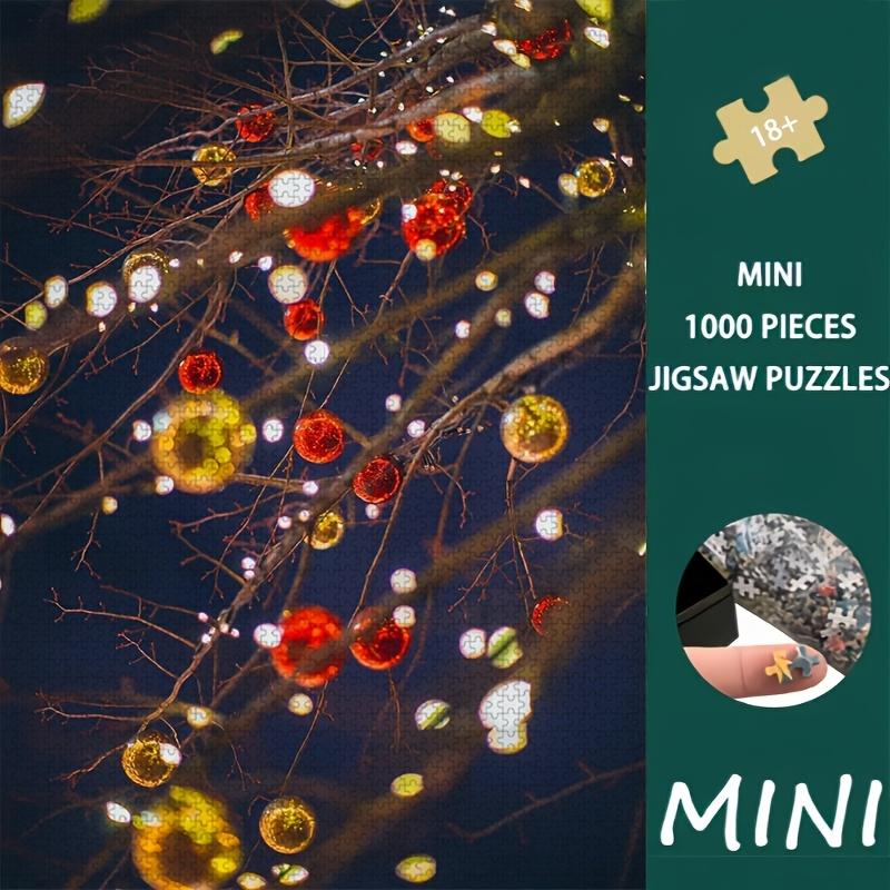 Halloween| Christmas|1000pcs Mini Jigsaw Puzzle Glowing Christmas Ornaments Hanging on Tree Branches at Night Suitable for Living Room Display Holiday