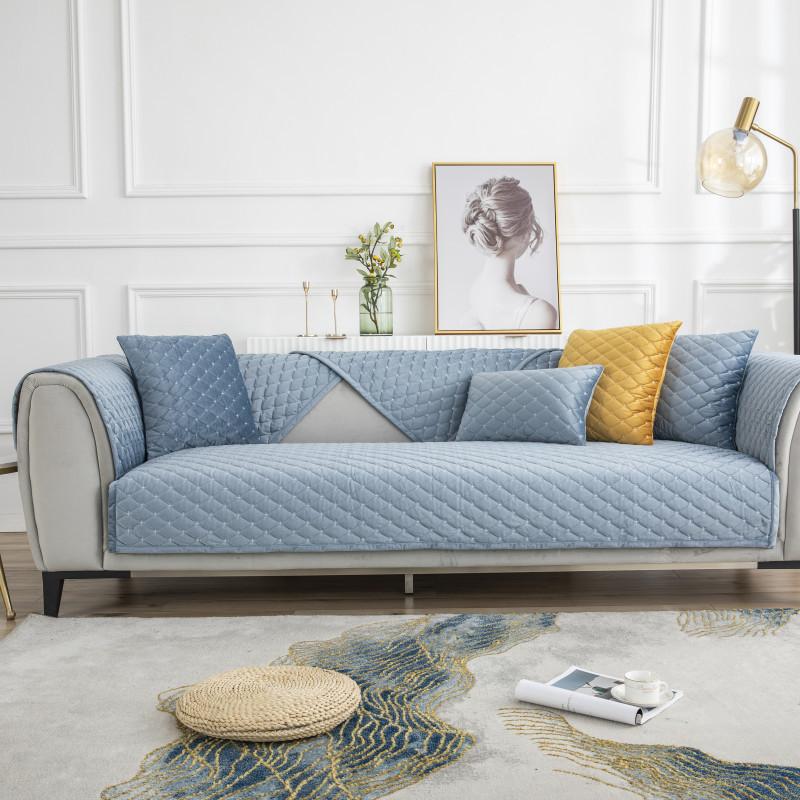 Autumn and Winter New Velvet Solid Color Super Soft Sofa Cushion Modern Simple Non-Slip Sofa Cushion Covers