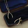14K Gold-Plated S925 Sterling Silver Wishbone Y-Shaped Pendant Necklace for Women - Simple European & American Style Clavicle Necklace.