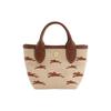 LONGCHAMP Le Panier Pliage Cow Leather Trim Shoulder Bag , Crossbody Bag , Handbag Mini Women's Beige Brown (Unisex) Handbags 10206HCF035
