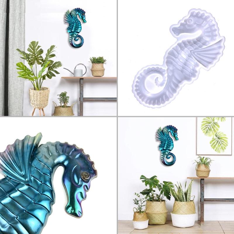 Wall Hanging Resin Moulds Seahorse Silicone Moulds Stereo Epoxy Resin Mould for DIY Craft Valentine's Home Decoration