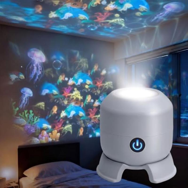 Led Ocean/Snowflake Projector Light 360 Degree Rotating Dynamic Night Light Rechargeable Usb Powered Ambient Lamp Decorative Lighting