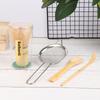 4Pcs Matcha Whisk Set Handmade Bamboo Matcha Whisk Traditional Tea Scoop Deep Scoop Tea Strainer Clear Whisk Storage Holder