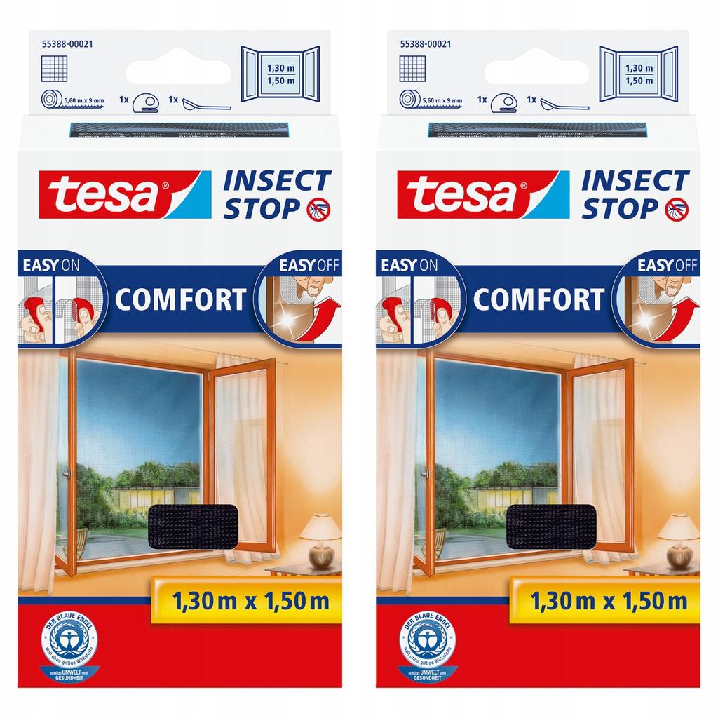 Tesa Window Mosquito Net Mesh for Window Velcro Tape Black 1.3X1.5M X2