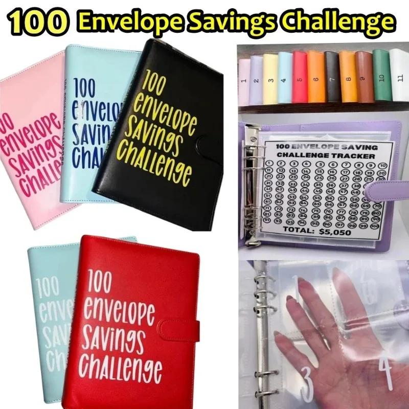 100 Days Envelope Savings Challenge Binder Save Money Challenges Loose-Leaf Binder Budget Binder with Cash Money Organizer