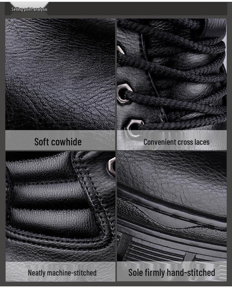Men's High-Top Leather Martin Boots - Outdoor Big Toe Work and Casual Autumn/Winter Boots with Velvet Lining