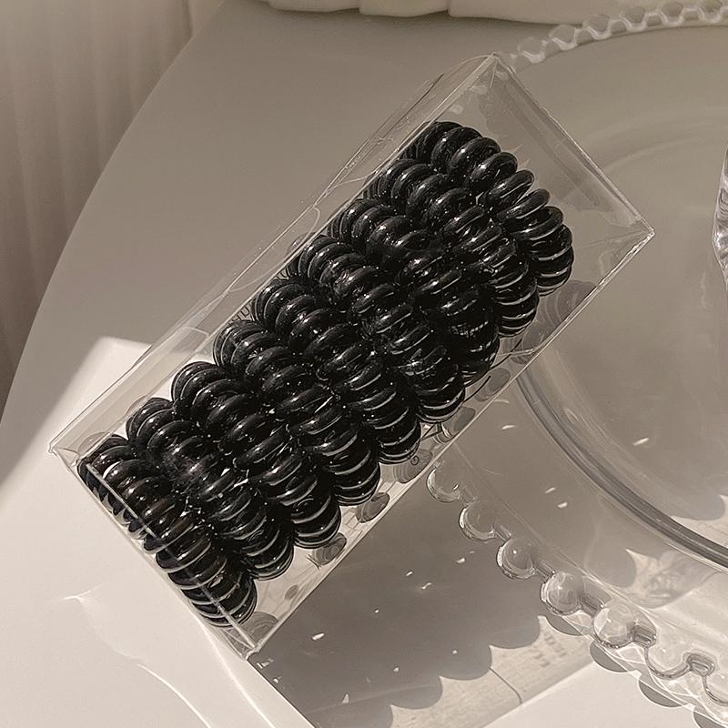 9 Pcs/Box Telephone Wire Elastic Hair Bands Transparent Rubber Bands Spiral Hair Ties Accessories for Women Girls Kids