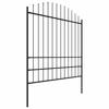 Woerden Garden Fence with Spear Point Tips Steel 170 X 200 Cm Black