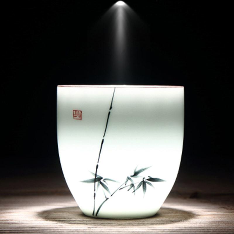 White Porcelain Tea Cups 6pcs / Lot Chinese Traditional Tea Cup Ceramic Advanced Porcelain Tea Set Accessories Drinkware