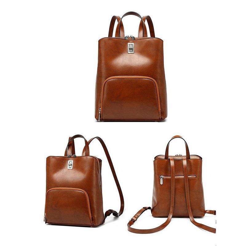 Top-grain Cowhide Hand-held Travel Bag Genuine Leather Large-capacity Simple Commuting Bag Retro Cowhide Backpack
