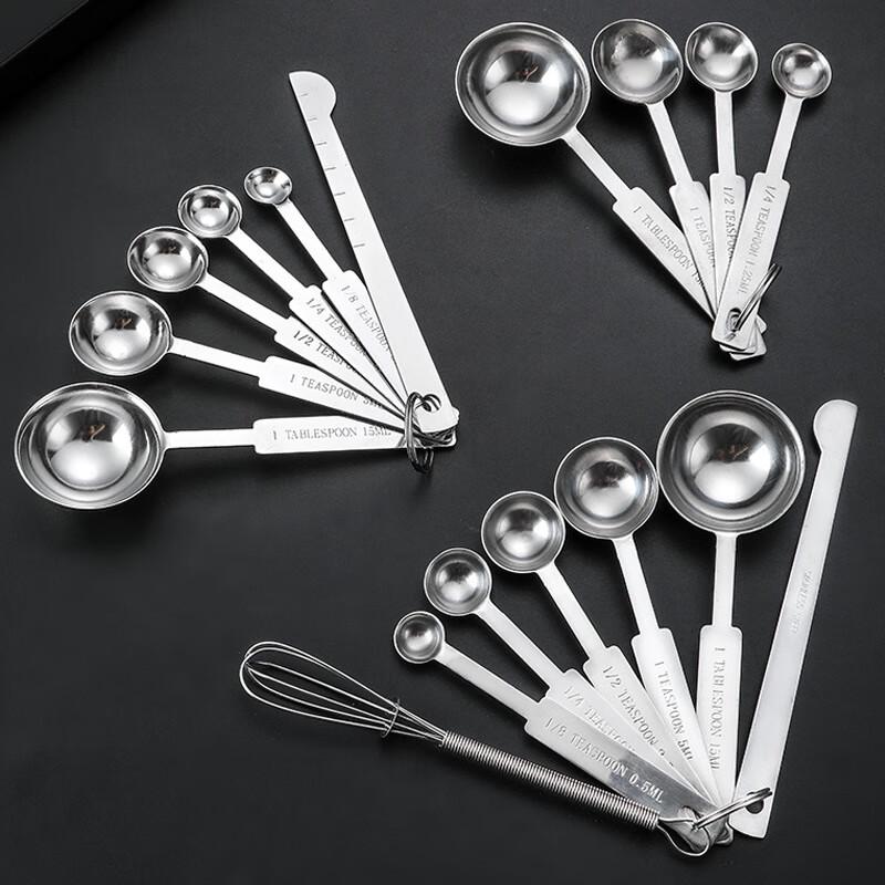 ZISIZ Stainless Steel Measuring Spoons & Coffee Bag Clips Set