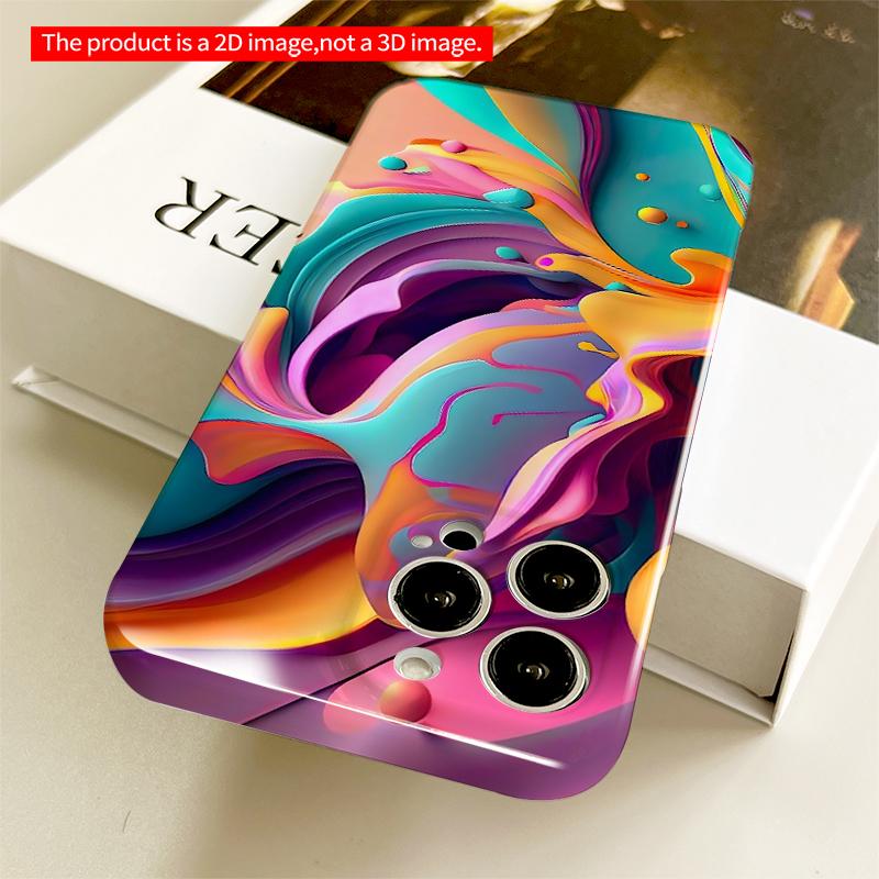2DFlat Vibrant Fluid Abstract Art Phone Case All inclusive film hard iPhone case, compatible with iPhone 18 Pro Max 17 16 15 14 13 12 11