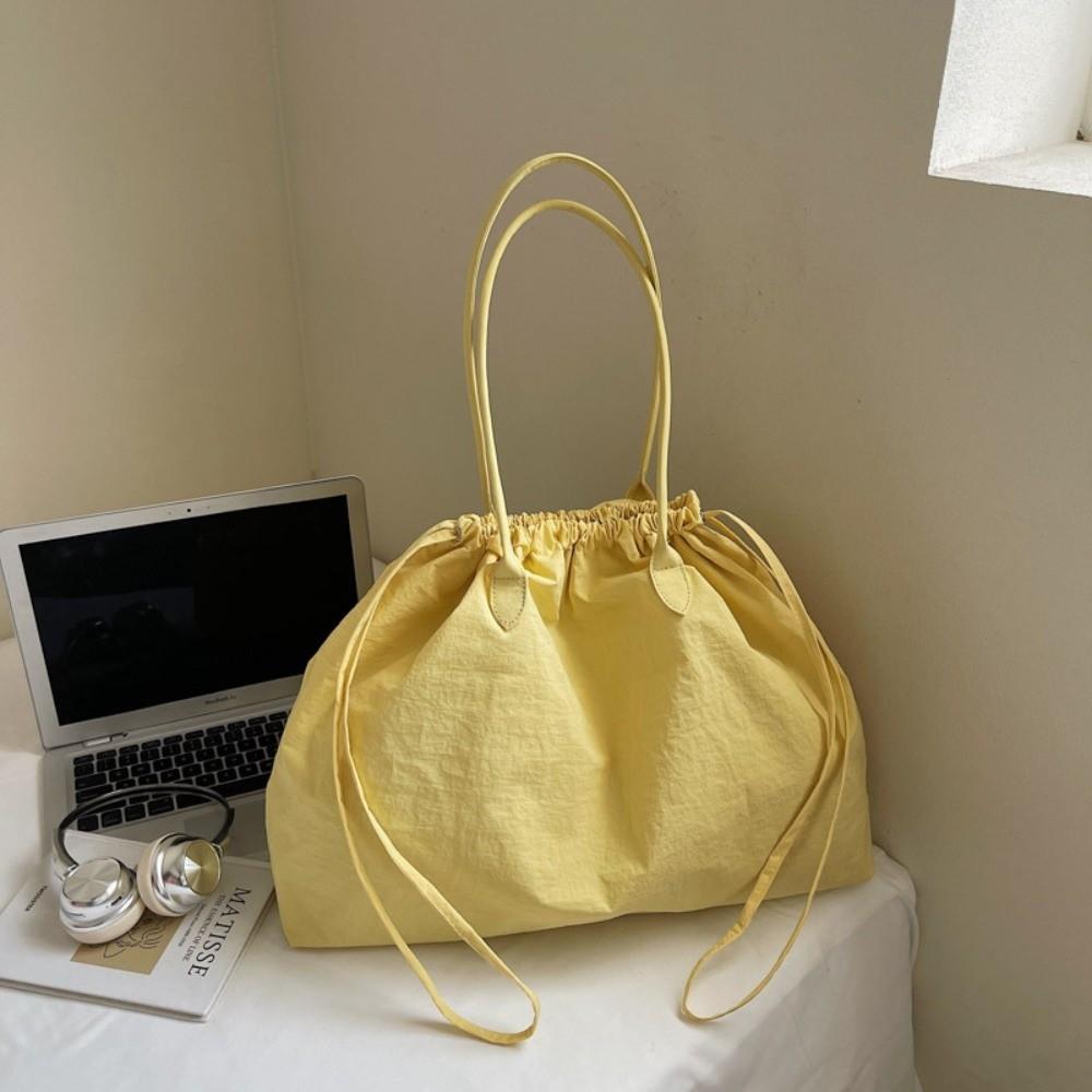 Versatile Overlarge Drawsting Bag Large Capacity Women's Handbag Simple Nylon Totes Bag  Girls