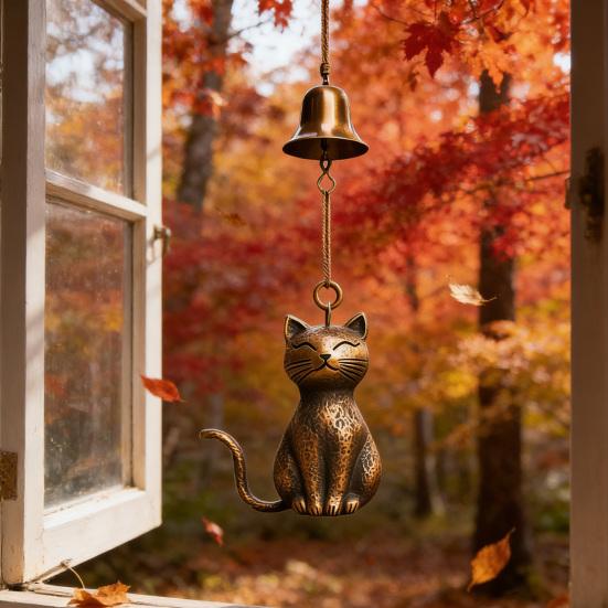 Retro Katze Windspiel Handgefertigt Niedliches Kätzchen Windspiel Vintage Hängendes Windspiel für Garten Terrasse Veranda Innendekor Geschenkidee für Katzenliebhaber