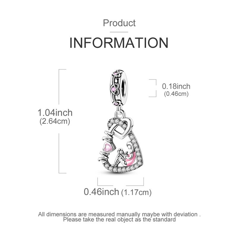 Original Charms Copper Parent-Child Heart-Shaped Pendants Fit Charms Plata Bracelets For Women Women Jewelry Making Diy